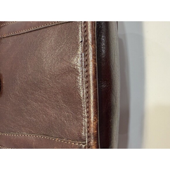 Vtg Brighton Embossed Leather Crossbody Structured Brown 90's Bucket Bag 736135 - Picture 12 of 16